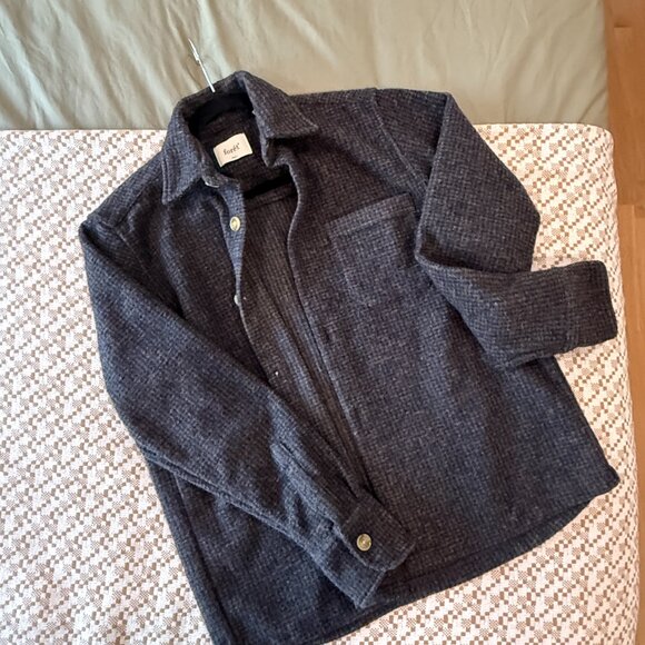 FORÉT Ivy Wool Navy Check Shirt (Small) - Picture 2 of 3